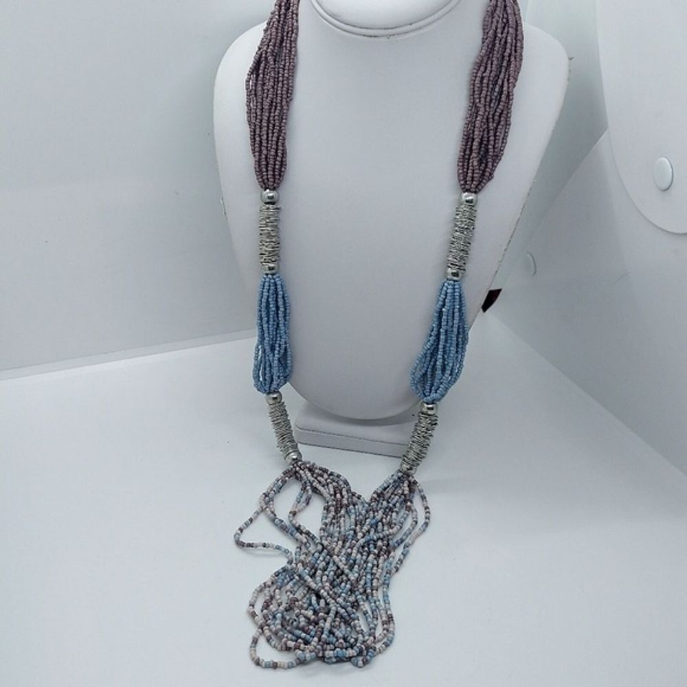 Blue and lavender bead‎ necklace India